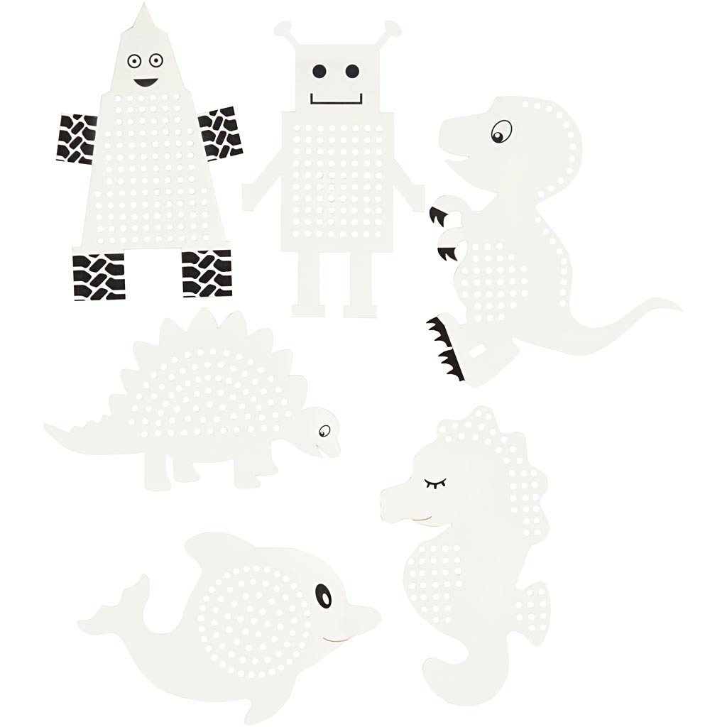 Société créative https : www.cchobby.nl cross-stitching-cardboard-animals-robots-h-8-13-cm-w-8-13-cm-white-6x3-piece-1-box