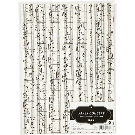 Papier kraft Creativ company avec impression, notes de musique, a4, feuille 210x297 mm, 100 gr, 10 feuilles 1 boîte