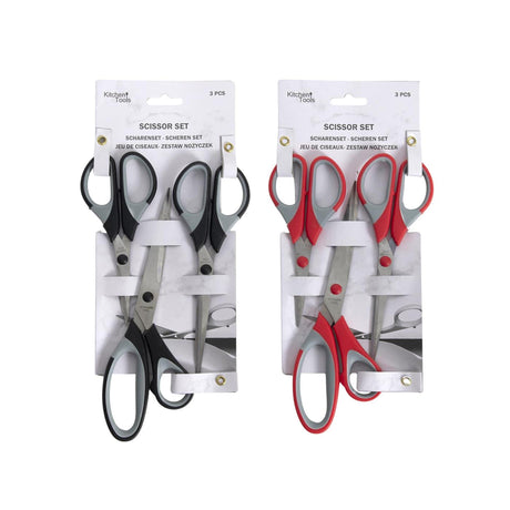Set de ciseaux ustensiles de cuisine 3 pièces rouge noir
