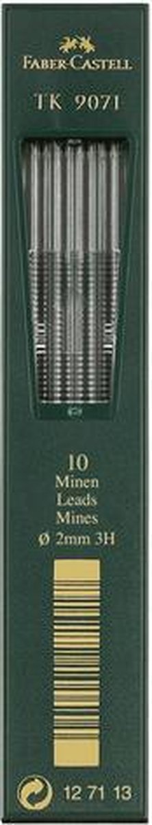 Mines de crayon Faber-castell - tk9071 - largeur de trait 2,0 mm - dureté 3h - 10 pièces - fc-127113