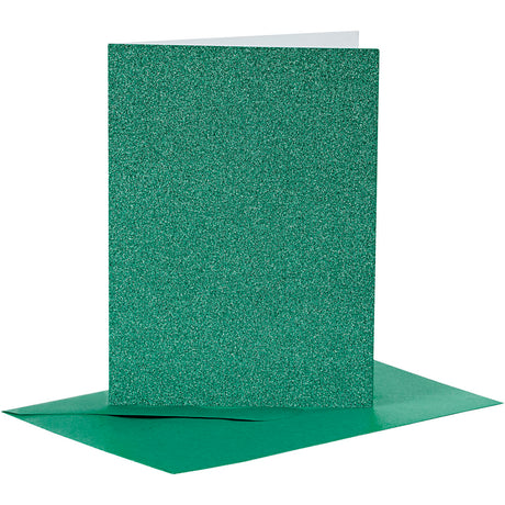 Cartes et enveloppes d'entreprise Creativ, format carte 10,5x15 cm, format enveloppe 11,5x16,5 cm, paillettes, 110+250 gr, vert, 4 set 1 boîte