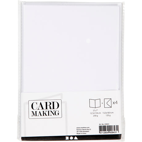 Cartes et enveloppes d'entreprise Creativ, format carte 12,7x17,8 cm, format enveloppe 13,3x18,5 cm, 230 gr, blanc, 4 set 1 boîte
