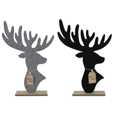 Svenska vivant tête de cerf feutre avec bois 40x7xh58cm noir ou gris