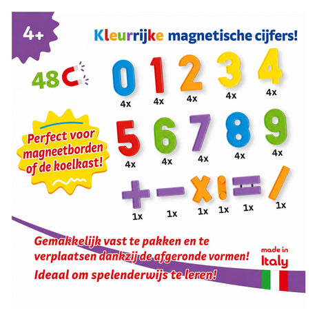 Aimants numérotés Quercetti, 48 pièces.
