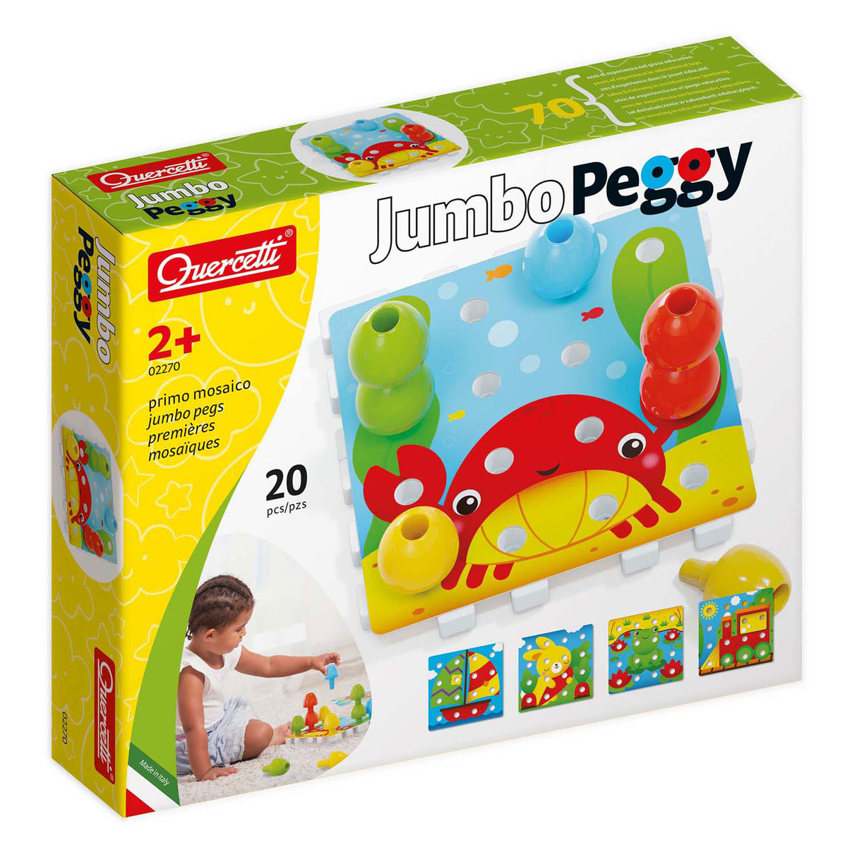 Quercetti jeu d'empilage jumbo peggy junior carton 24 pièces