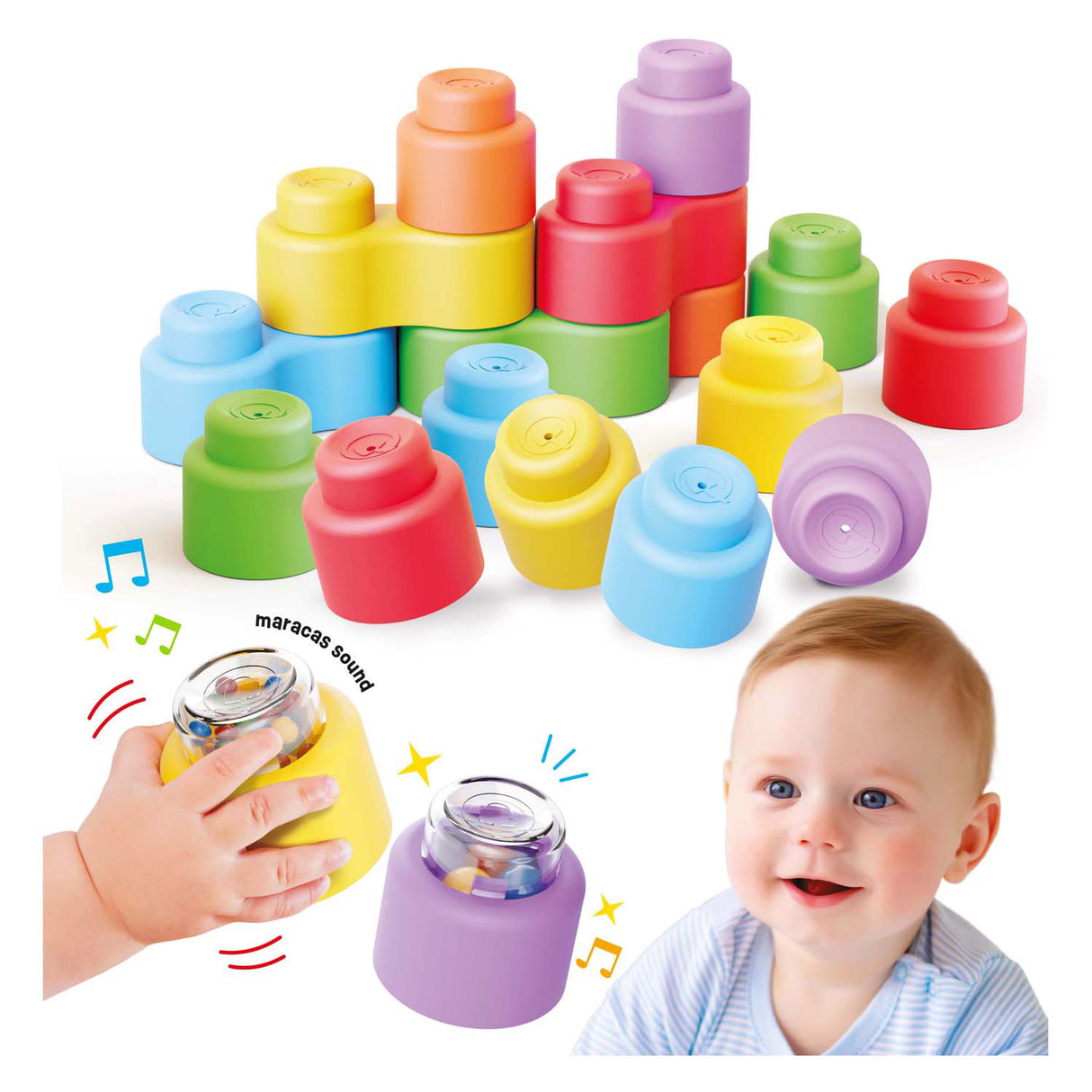 Quercetti Momy Soft building blocks with sound, 18dlg.