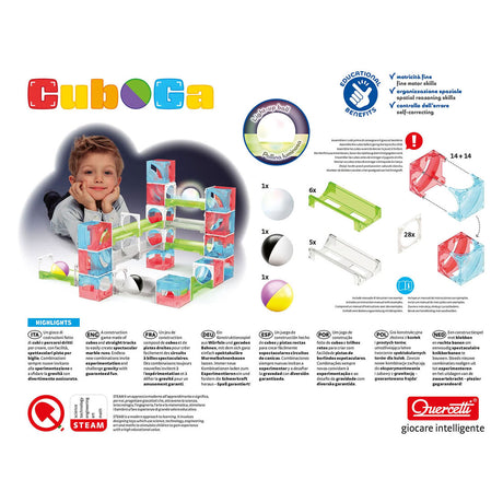 Piste de marbre Quercetti cuboga - Jouets de construction de 70 pièces pour enfants.
