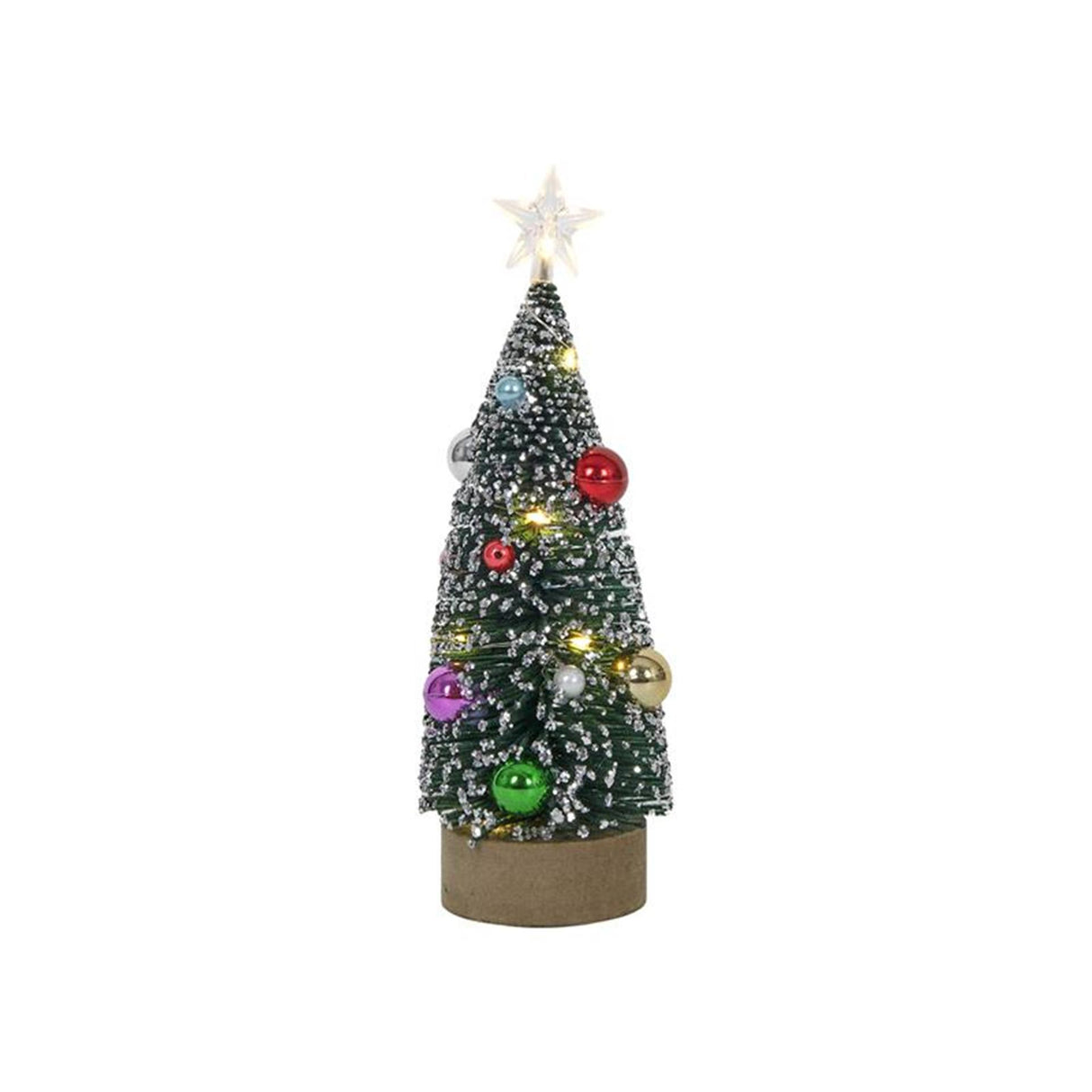Svenska living sapin de Noël 10 LED 24 cm sur support en bois