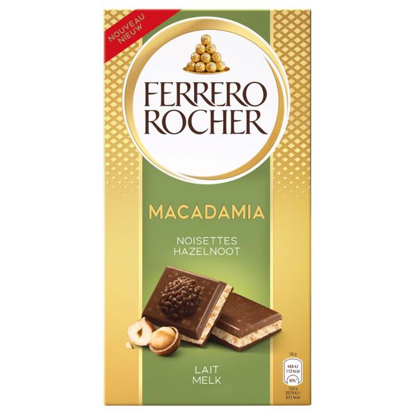 Ferrero rocher tablette noisette macadamia (8x 90 gr)