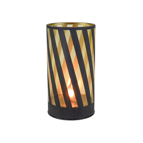 Svenska living cilinder led lichtje met vlam effect stripe zwart ø8x15cm