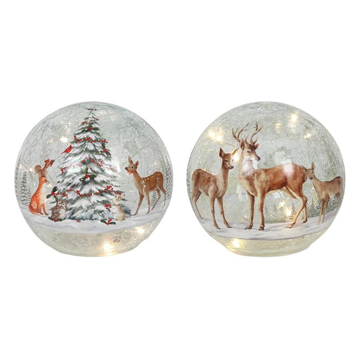 Svenska boule vivante en verre renne de Noël 15cm 10LED