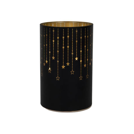 Svenska living cylindre verre 14cm led noir 3xaa minuterie