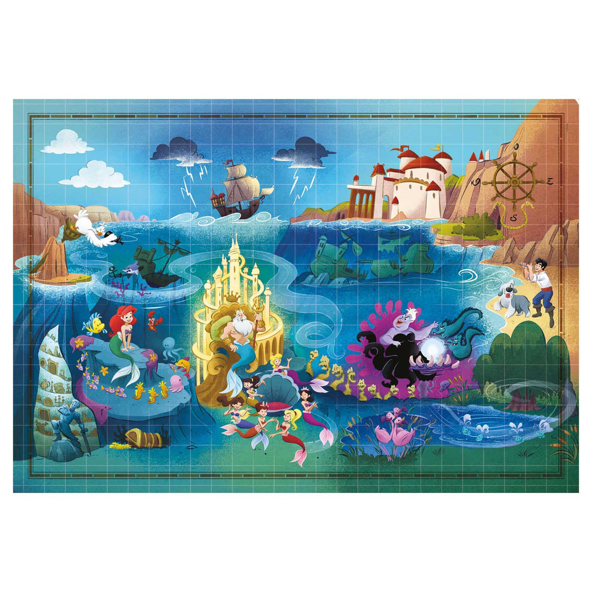 Clementoni World Map Puzzle Small Mermaid, 1000st.