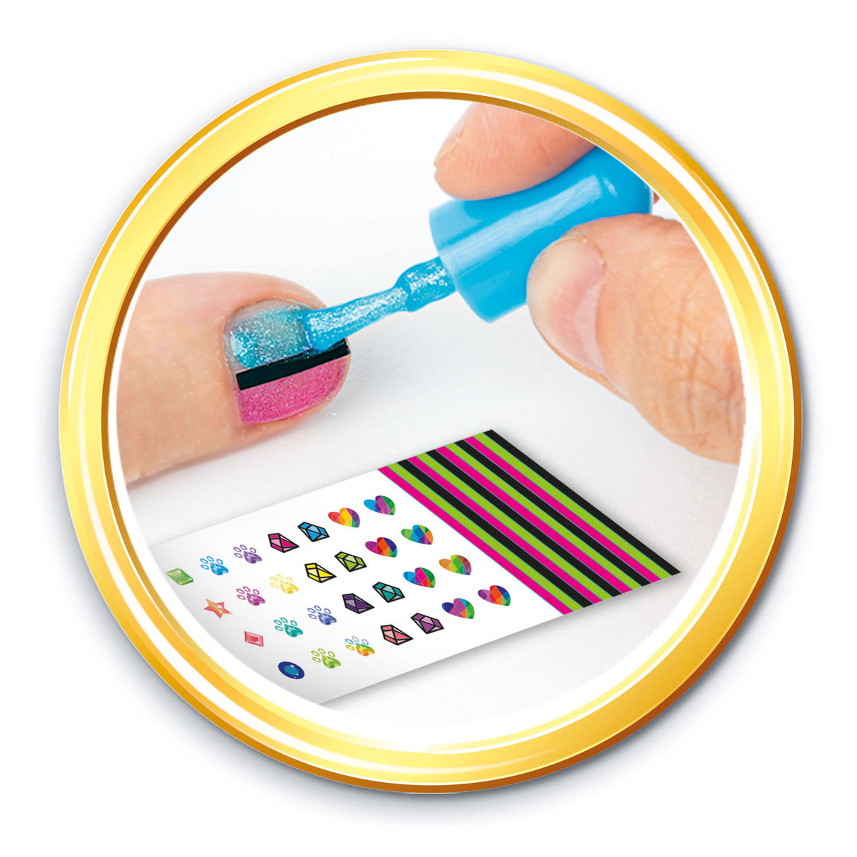 Clementoni crazy chic - studio de manucure pour enfants - vernis à ongles enfant avec autocollants, paillettes et sèche-ongles - à partir de 6 ans