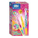 Idée Clementoni - stylos à paillettes - paquet de bricolage rempli d'accessoires - le cadeau créatif - fabriquer des stylos à paillettes - à partir de 6 ans
