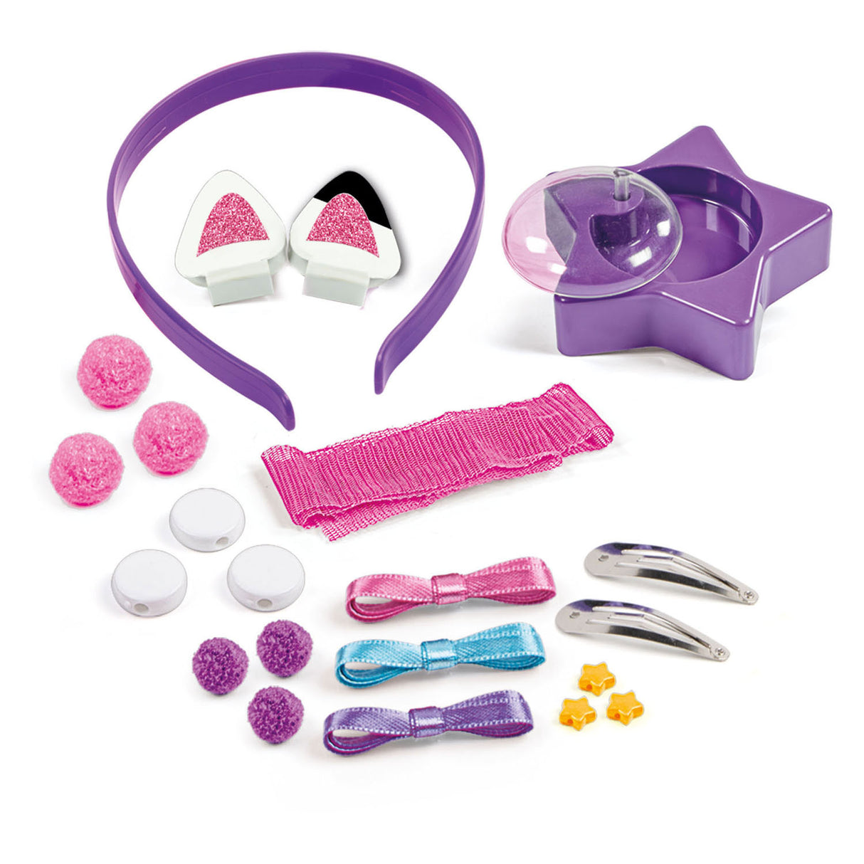 Clementoni - accessoires pour cheveux pour enfants - maison de poupée Gabby - set créatif - décorez vos propres accessoires pour cheveux - à partir de 4 ans