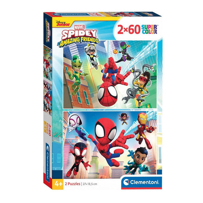 Clemensoni Jigsaw Puzzel Super Faarf Spidey a seng erstaunlech Frënn 2x60st.