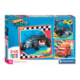 Clementoni legpuzzel super color vierkant hot wheels, 3x48st.