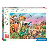 Clementoni Jigsaw Puzzle Super Color Land of Dinosaurier, 104st.