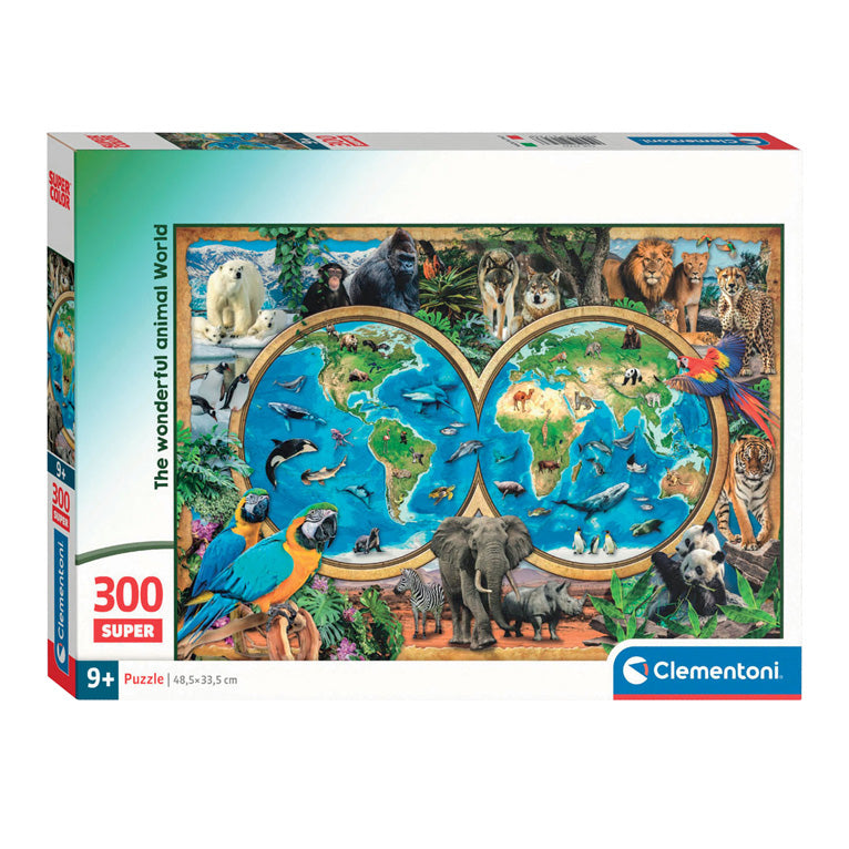 Clementoni legpuzzel super color the wonderful animal world, 300st.