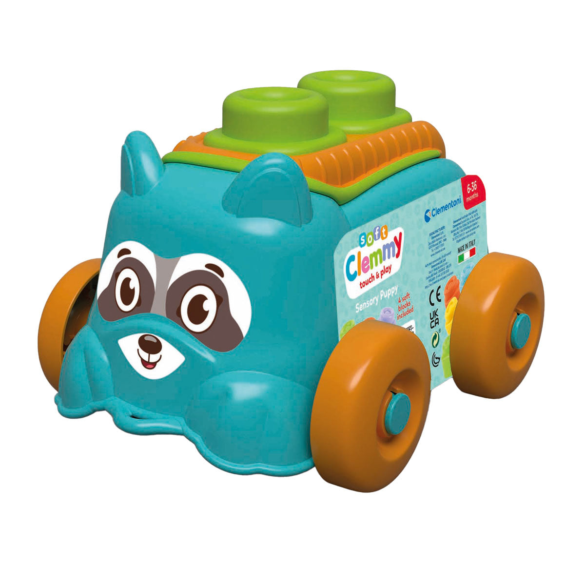 Clementoni baby - Chiot sensoriel Clemmy bleu avec blocs souples, 5 pcs.