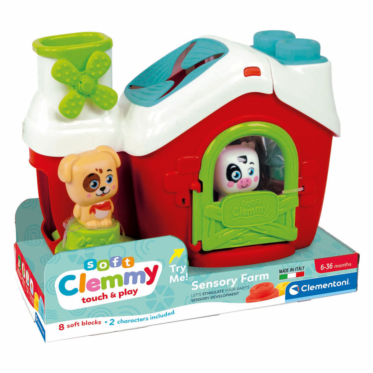 Clementoni baby - ferme sensorielle Clemmy avec blocs souples, 11 pièces.