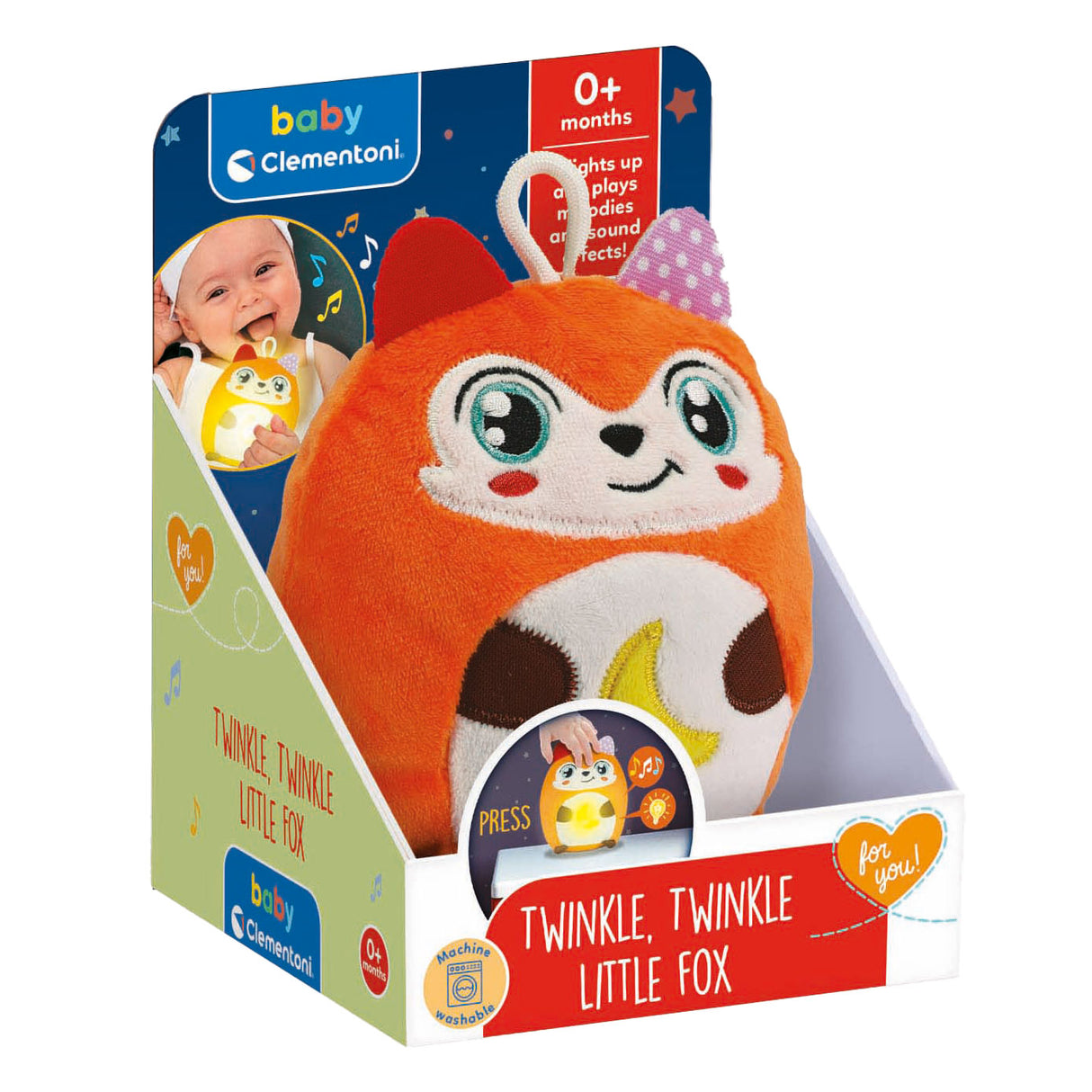 Clementoni baby twinkle winkle petit renard peluche lampe de nuit