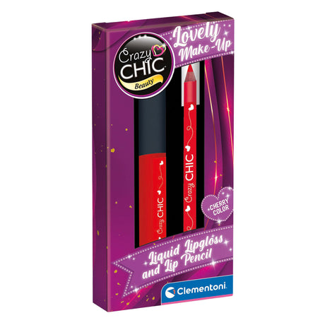 Clementoni crazy chic brillant à lèvres et crayon à lèvres rouge cerise