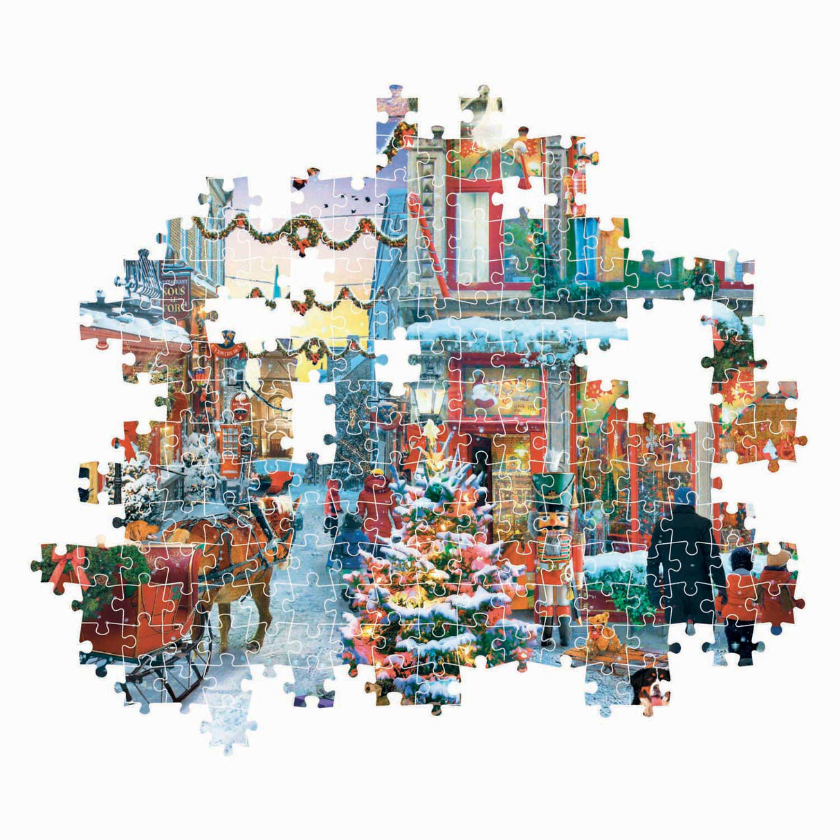 Puzzle Clementoni Puzzle de Noël 500 pièces Affiche du village enneigé.