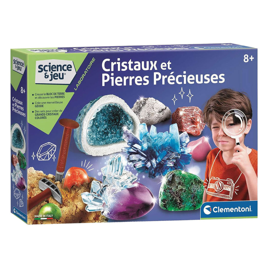 Laboratoire de cristaux et de pierres précieuses du jeu scientifique Clementoni