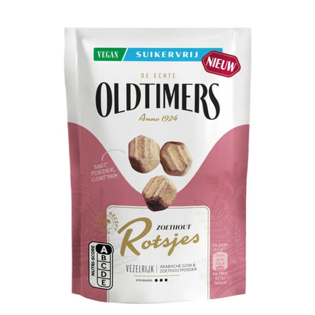 Sachet de roches de réglisse Oldtimers sans sucre (12x 100 gr)