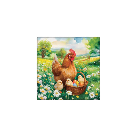 Serviettes Ambiente 33cm poussins de Pâques dans le pré