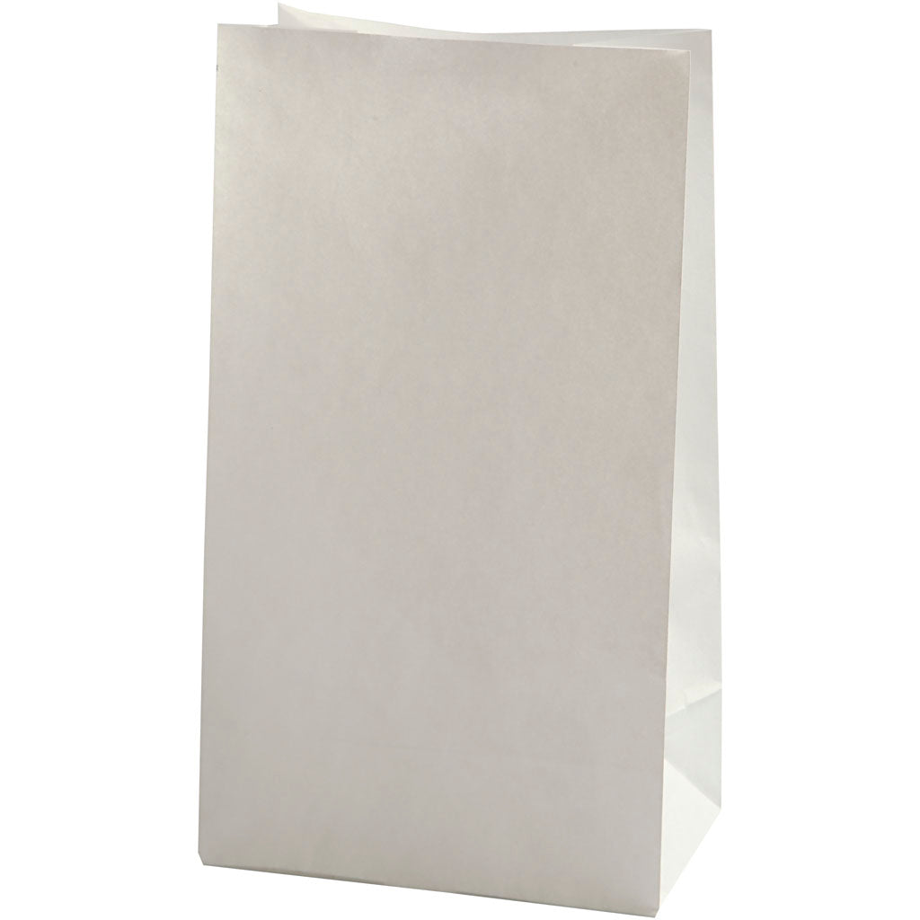 Sacs en papier Creativ company, h : 27 cm, dimensions 9x15 cm, 46 g, blanc, 100 pièces 1 boîte