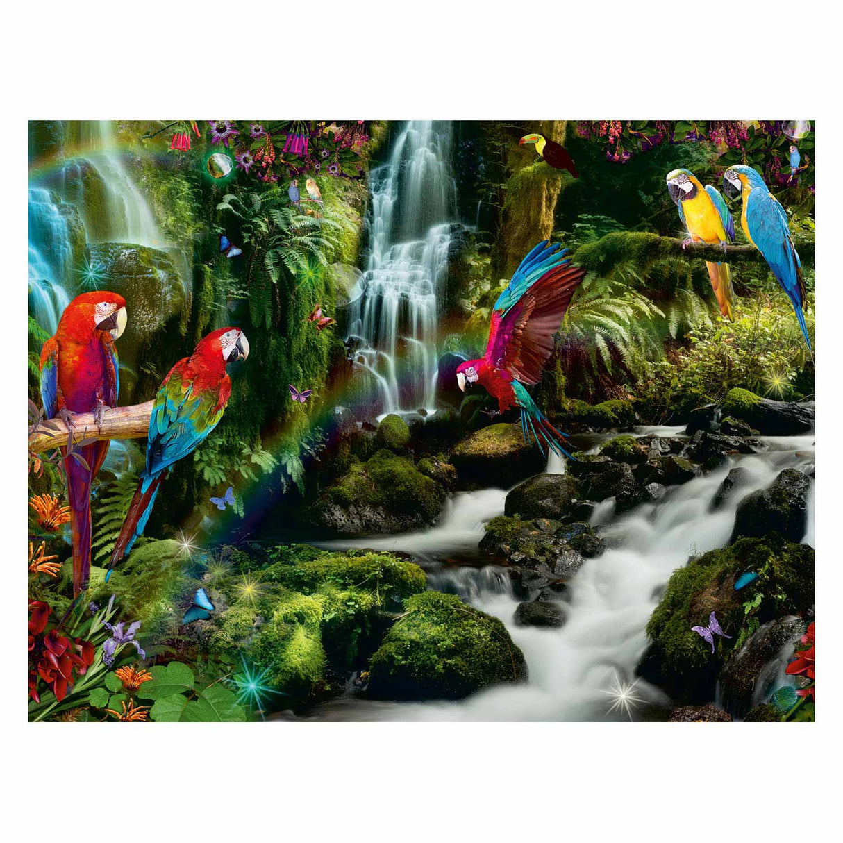 Bonte papegøjer i Jungle Jigsaw Puzzle, 2000st.