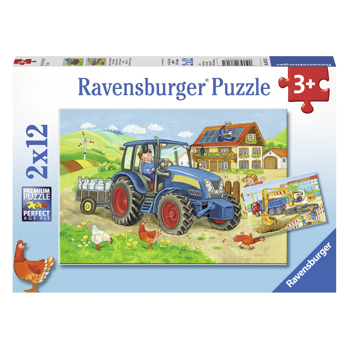 Ravensburger på byggeplassen og Farm Puzzle 2x12 stykker