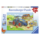 Ravensburger på byggeplassen og Farm Puzzle 2x12 stykker