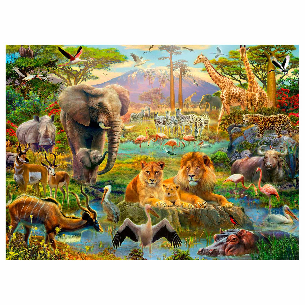 Zvířata Ravensburger z puzzle Savannah 200 kusů xxl