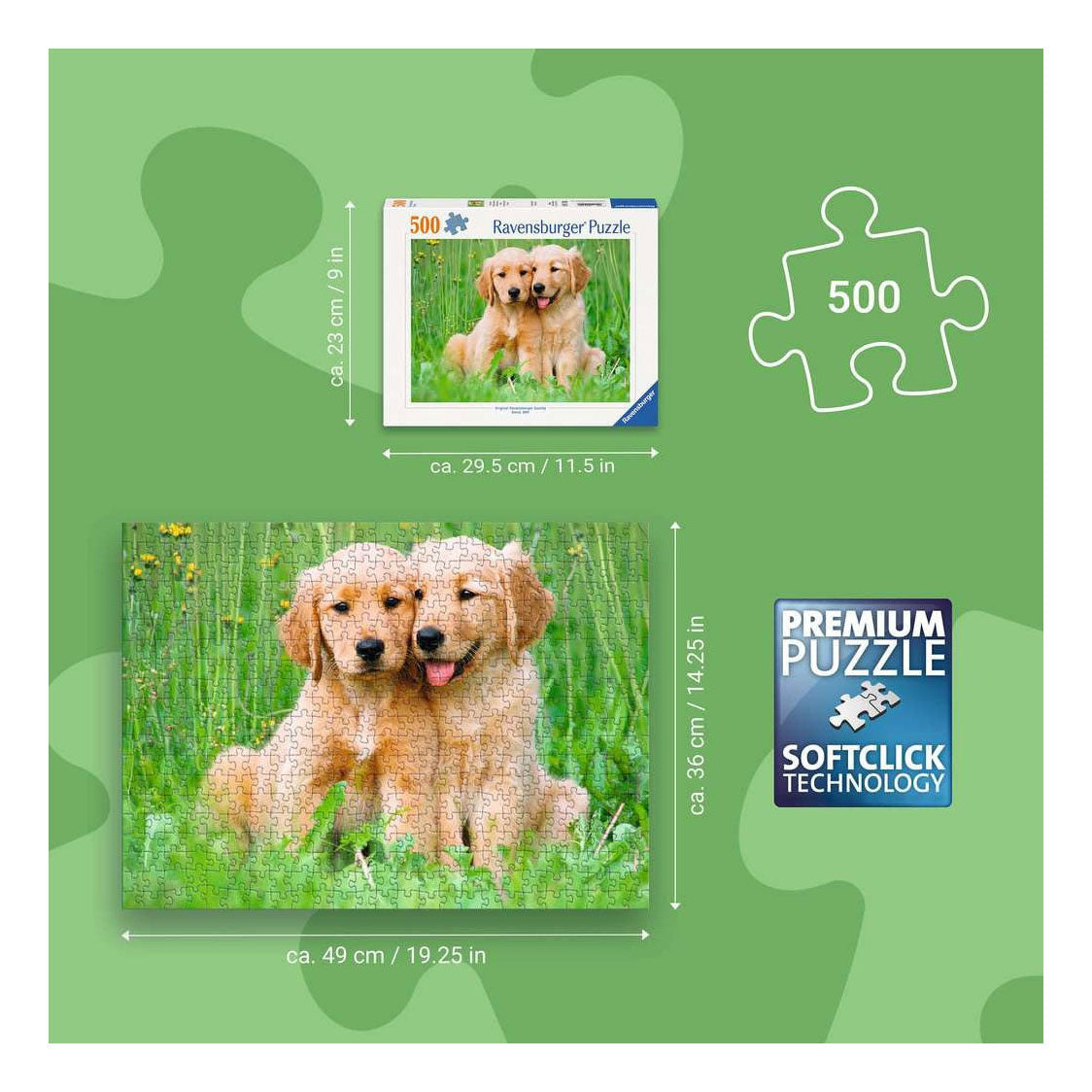 Ravensburger – les frères golden retriever – puzzle – 500 pièces