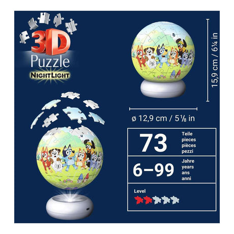 Ravensburger – bluey – 3d puzzle-ball nachtlicht – 73 stukjes