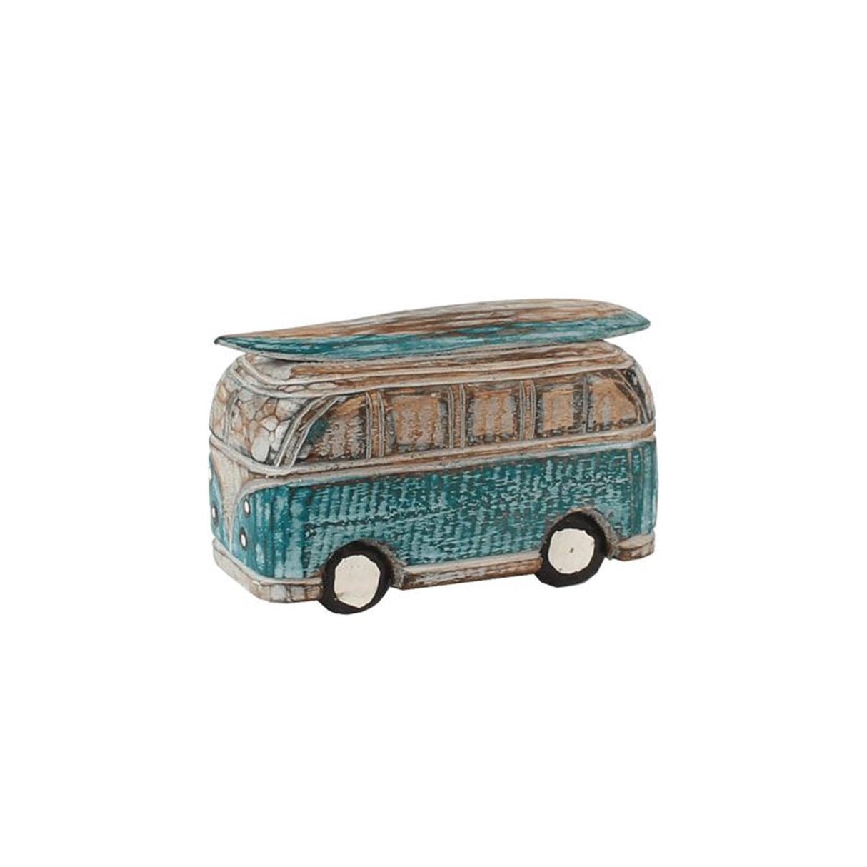 Cozydecor van bois sculpté bleu 15x7x9cm