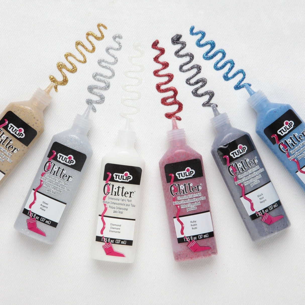 Tulipe • Peinture textile 3D 37ml pailletée 6 pcs.