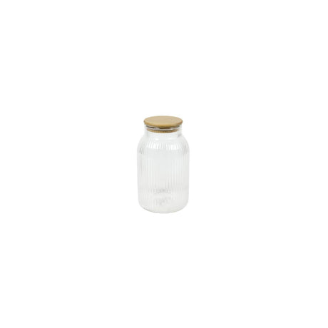 Pot de rangement lignes verre bambou h20,5cm