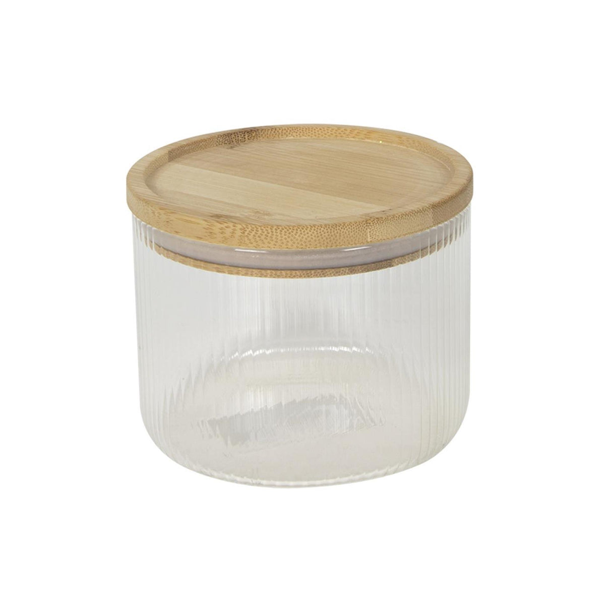 Voorraadpot boro lines glas met bamboe deksel ø11x9cm