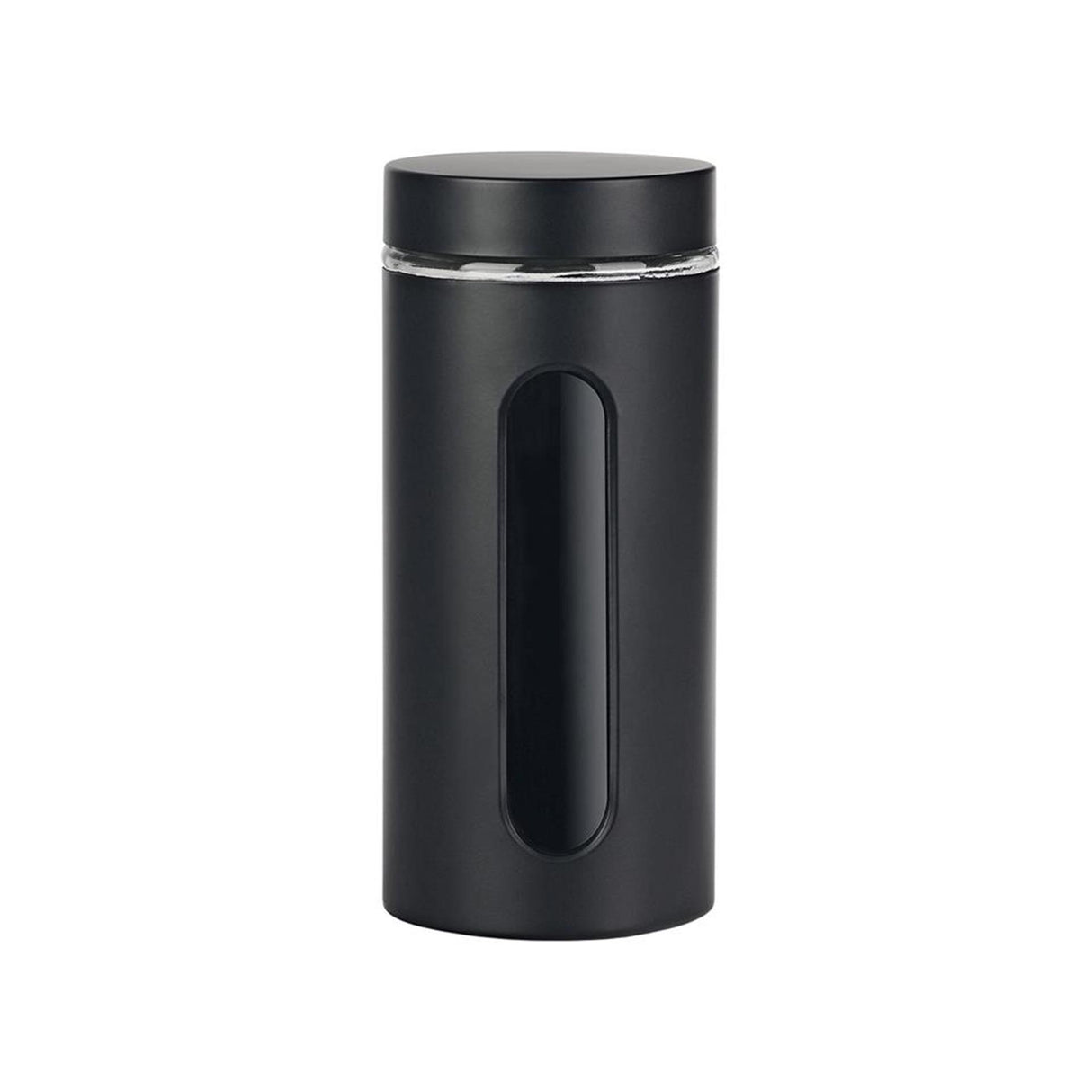 Pot de rangement pour ustensiles de cuisine, fenêtre, noir mat, verre 1,2l