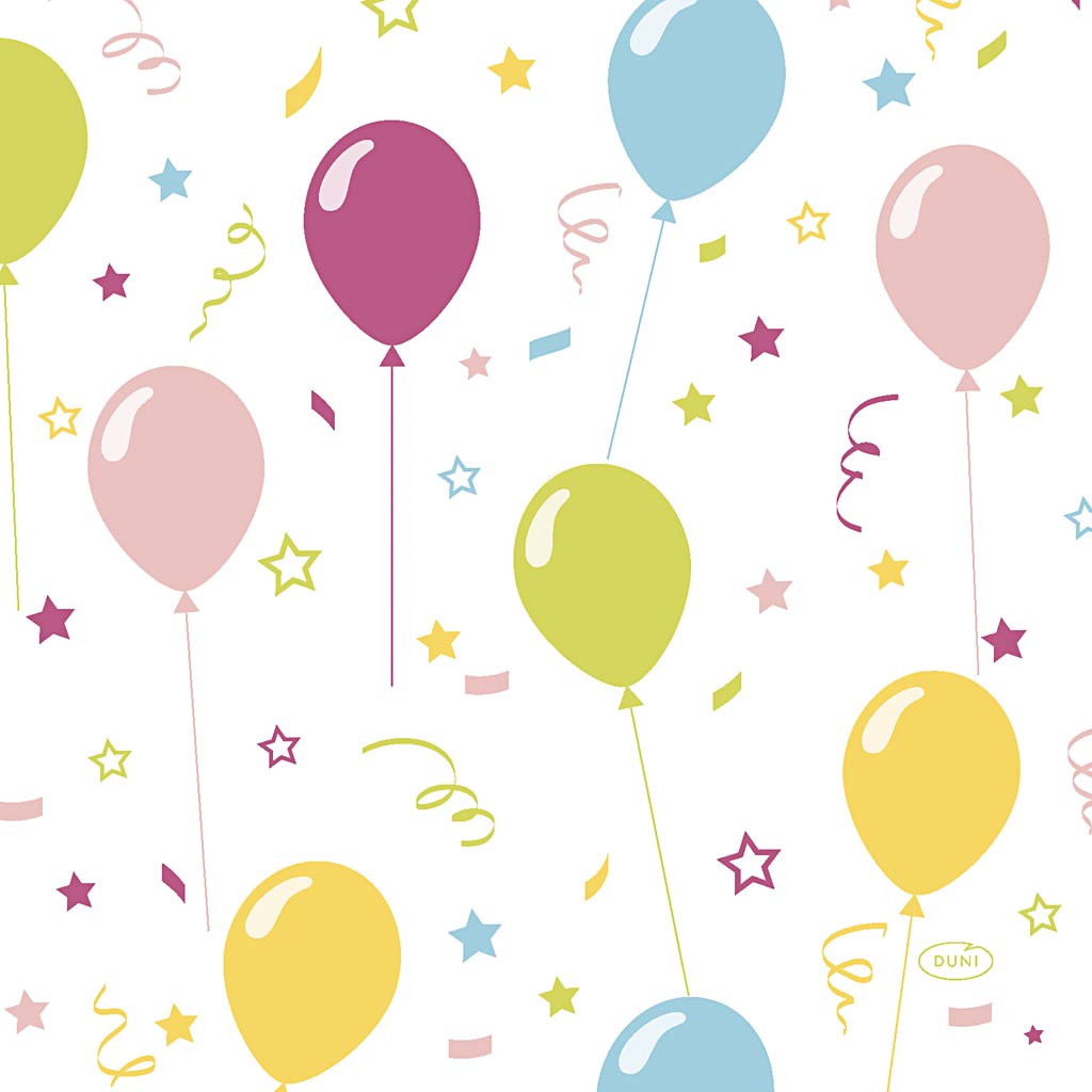 Serviettes, ballons, dim. 33x33 cm, 20 pièces, 1 boîte