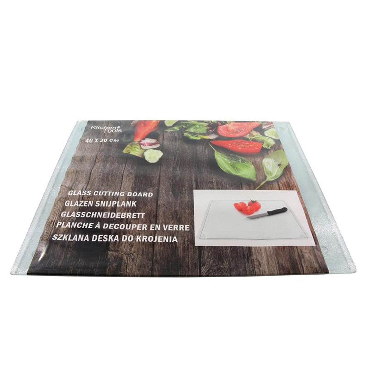 Planche à découper en verre pour ustensiles de cuisine 40 x 30 cm | 5 pièces