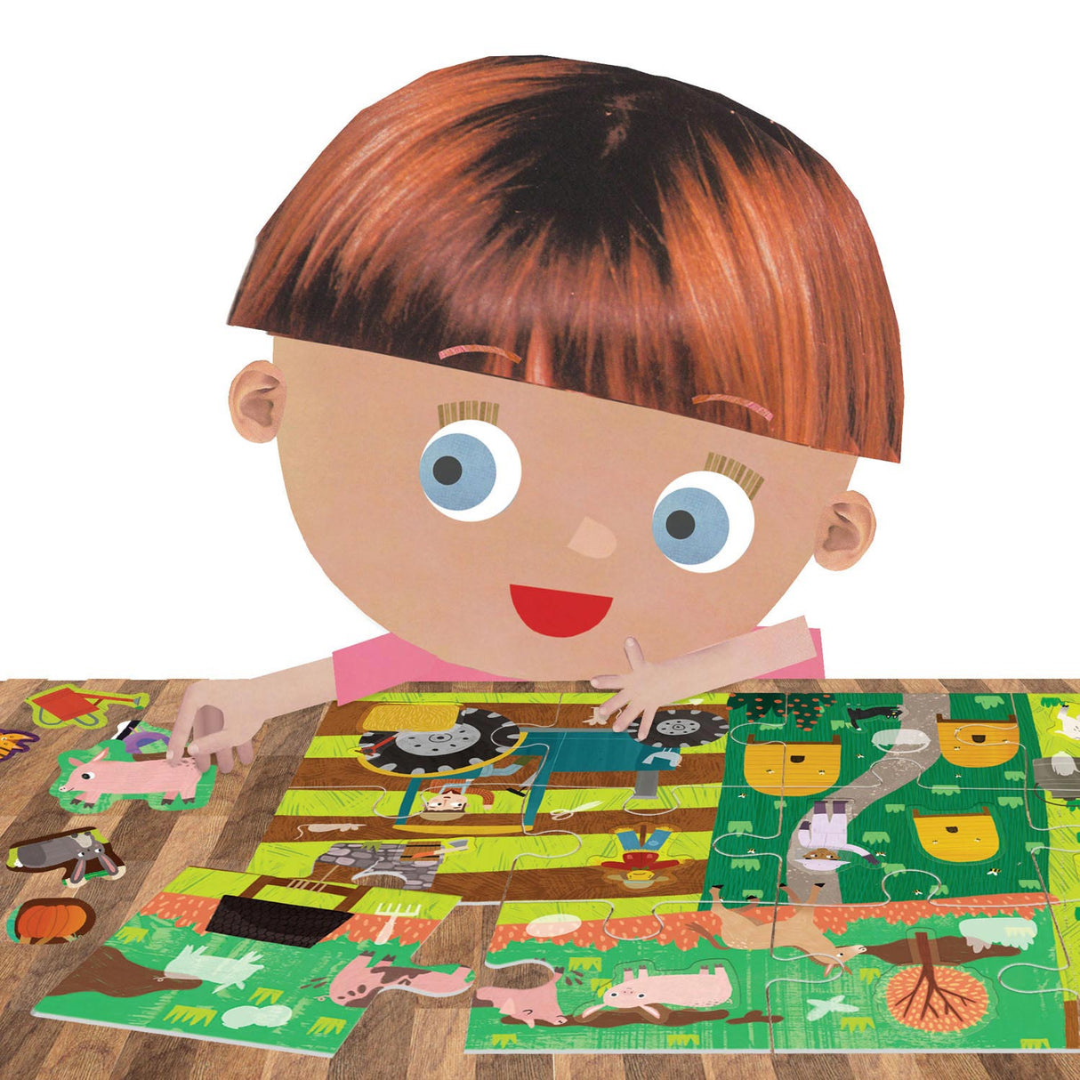 Headu jigsaw puzzle farm with reusable stickers