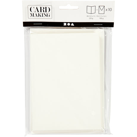 Enveloppes pour cartes d'entreprise Creativ, format carte 10,5x15 cm, format enveloppe 11,5x16,5 cm, blanc cassé, 10 jeux 1 boîte