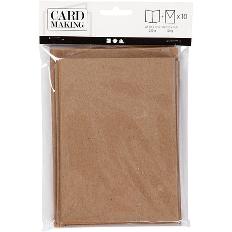 Cartes et enveloppes d'entreprise Creativ, format carte 10,5x15 cm, format enveloppe 11,5x16,5 cm, naturel, 10 jeux 1 boîte