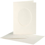 Cartes passe-partout Creativ company, ovales, format carte 10,5x15 cm, format enveloppe 11,5x16,5 cm, blanc cassé, 10 jeux 1 boîte